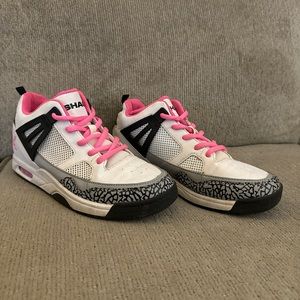 Shaq Teen / Womens Basketball Size 7.5 High Top Athletic Shoes Black, Pink, Gray